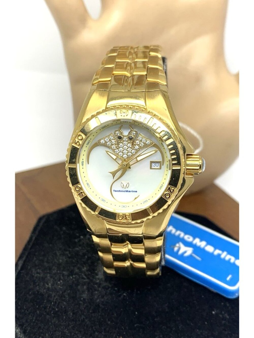 Technomarine Women's Watch TM-115189 Quartz Gold Steel Mother of Pearl Dial 30mm